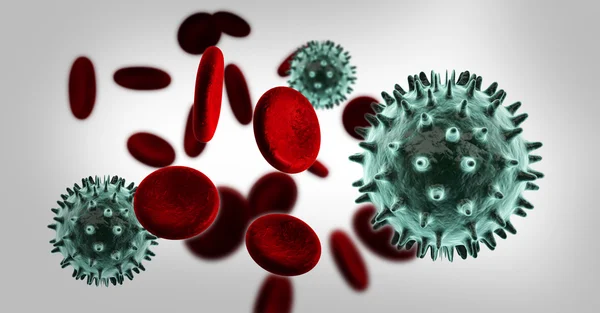 Virus v krvi s červených krvinek, — Stock fotografie
