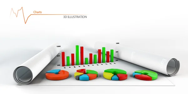 Bunte Geschäftstabelle, Berichte und Präsentationen — Stockfoto