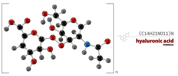 Kyselina hyaluronová chemický vzorec, strukturu molekuly, medicínské ilustrace. — Stock fotografie