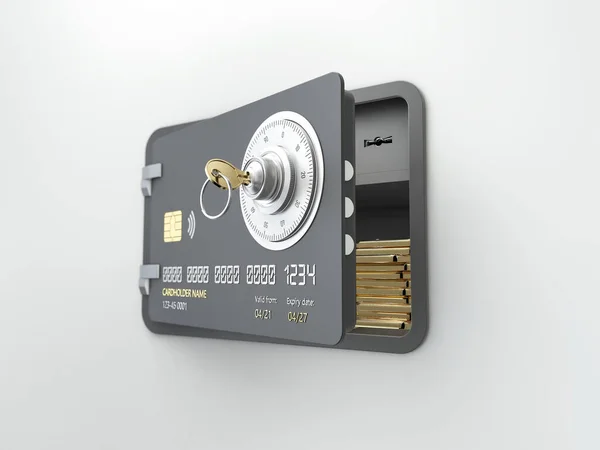 3d Açılan Kredi Kartının Altın Çubuklu Hazırlanması, Kart Koruma kavramı, kırpma yolu dahil