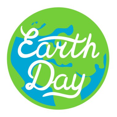 Dünya Günü el çizilmiş kaligrafi yazı. Kaligrafi yazıt posteri.