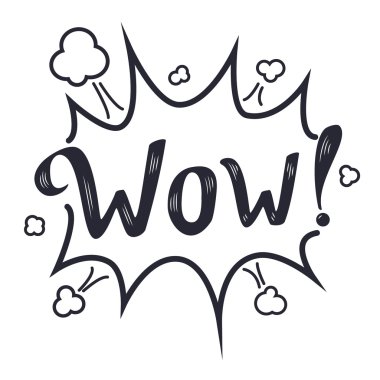 Wow Speech Bubble, lettering vector isolated on white background.