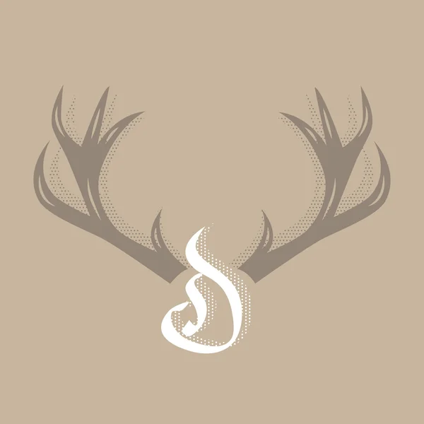 Vintage antlers label with lettering. Retro vector design graphic element, badge, emblem, logo, sign, logotype, poster. Deer horns vintage hand made graphic for t-shirt prints. — Stock Vector