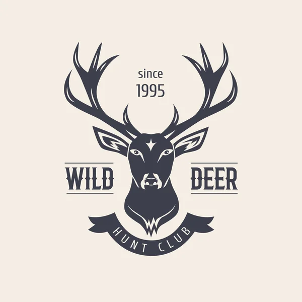 Geyik kafası. Premium retro vintage semboller. Logo, Etiket, Rozet, T-shirt ve diğer tasarım için Vintage Style Tasarım Elemanı. Avcılık kulübü. 