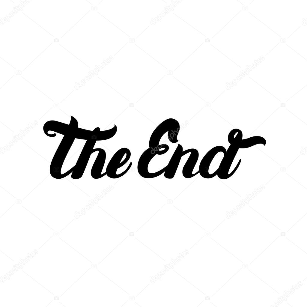 Movie ending hand written lettering The End. Beautiful typography. Vector illustration.