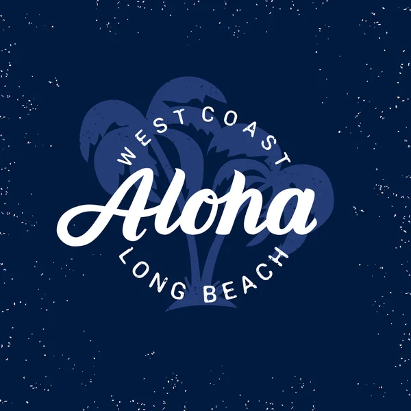 Aloha hand written lettering with palms. — Stock Vector