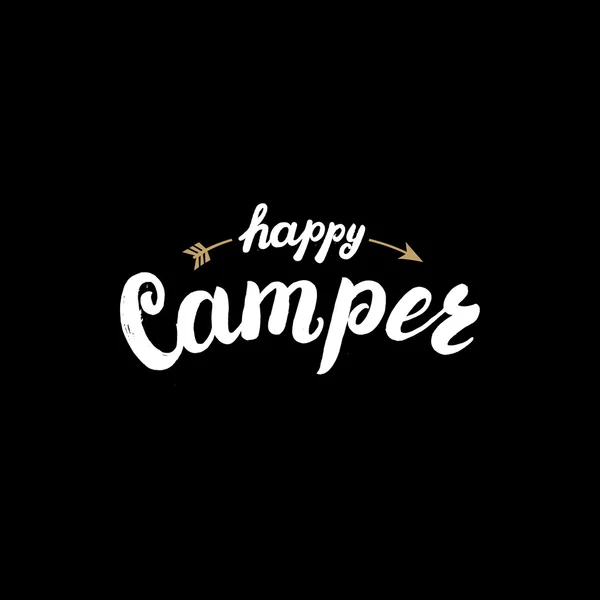 Happy Camper hand skriftligt bokstäverna badge fras. — Stock vektor