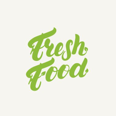 Taze gıda el yazılı yazı logo, etiket, rozet.