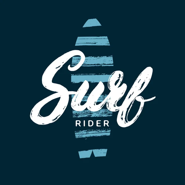 Surf rider odręczny napis. Pędzla tekstury. — Wektor stockowy