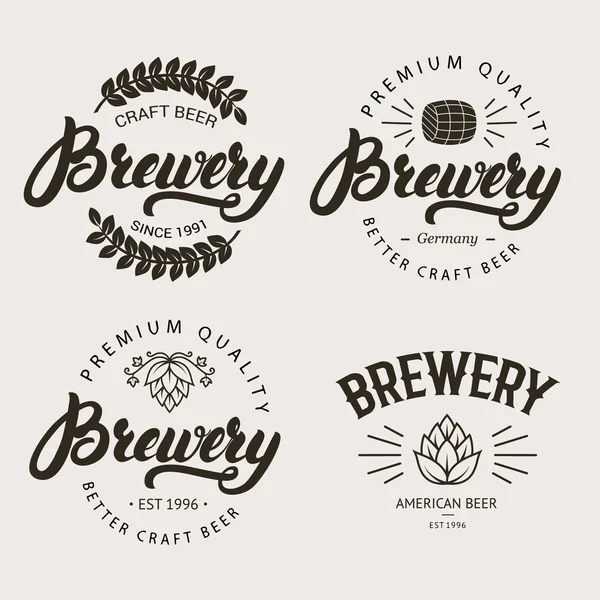 Set dari vintage brewery badge, label, logo desain template . - Stok Vektor