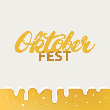 Octoberfest el hat poster veya kart bira arka planda harflerle yazılı.