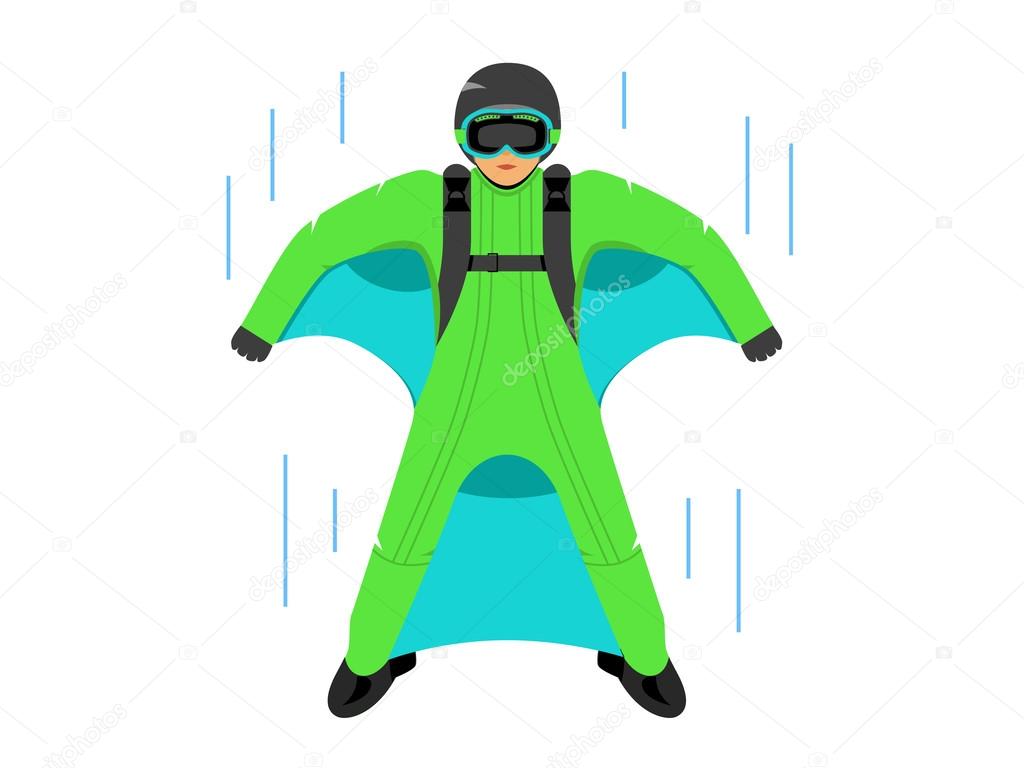 Wingsuit B.A.S.E. jumper sign. Branding Identity Corporate logo design template Isolated on a white background