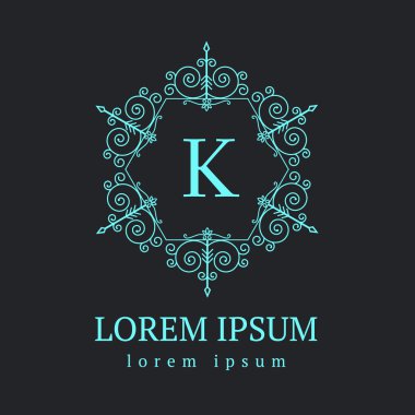 Luxury Logo template flourishes elegant ornament lines. Business sign, identity for Restaurant, Royalty, Boutique, Cafe, Hotel, Heraldic, Jewelry, Fashion.