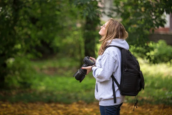 Fotógrafo Menina, bordo — Fotografia de Stock