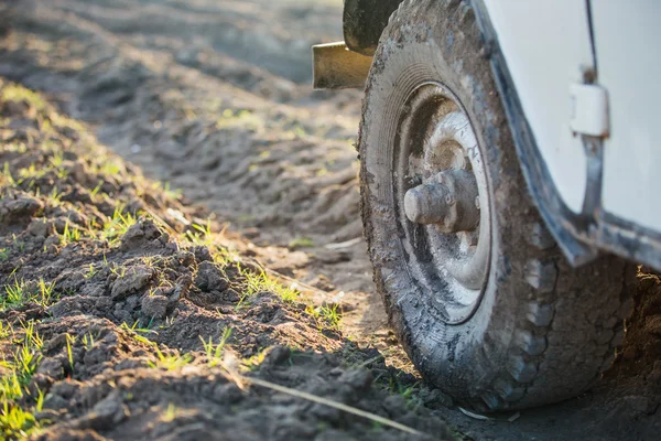 Fragment of the car on road — Stock Photo, Image