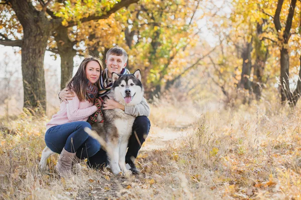 Junges Paar mit Hund — Stockfoto