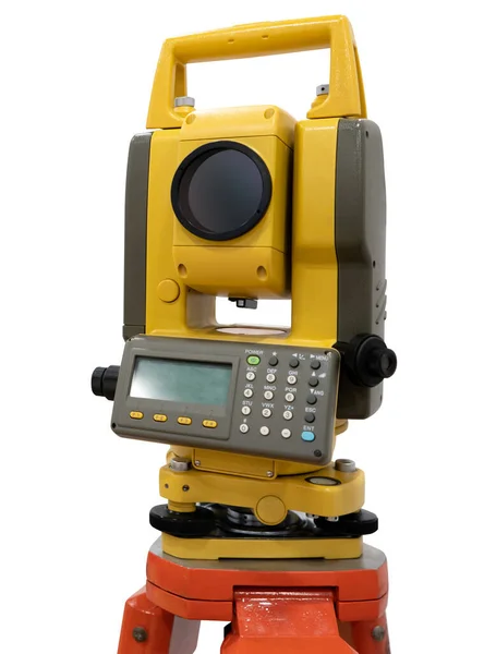 Theodolite Total Positioning Station Isolated White Background — Stock Photo, Image