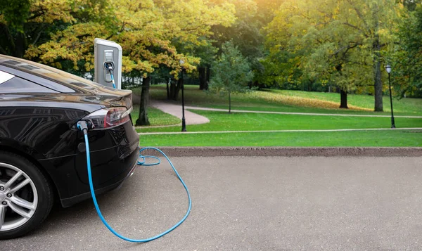 Electric Car Charging Station Background City Park — Stock Photo, Image