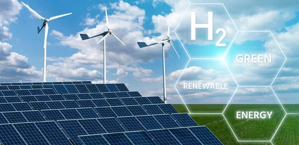 Obtenção Hidrogénio Verde Partir Fontes Energia Renováveis — Fotografia de Stock
