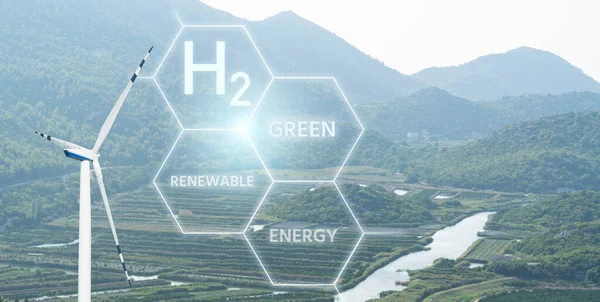 Groene Waterstof Uit Hernieuwbare Energiebronnen Halen — Stockfoto