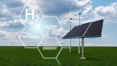Getting green hydrogen from renewable energy sources clipart
