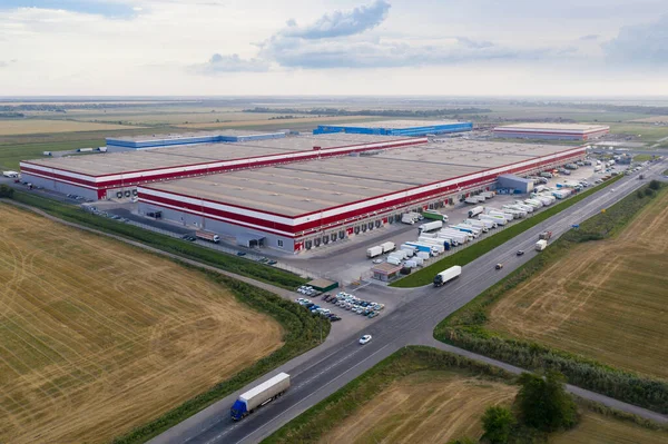 Vista Aérea Grande Centro Logístico Distribuição Entrega Mercadorias — Fotografia de Stock