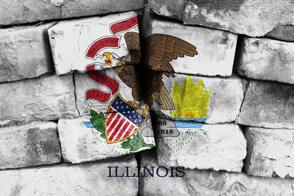 State of Illinois flag painted on brick wall