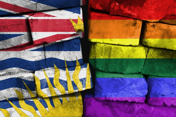 LGBT and British Columbia flag on brick wall