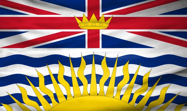 Realistic flag of British Columbia on the wavy surface of fabric