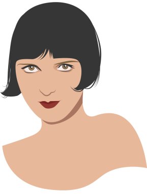 Kadın vintage portre avatar beyaz çizgiler