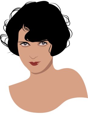 Kadın vintage portre avatar beyaz çizgiler