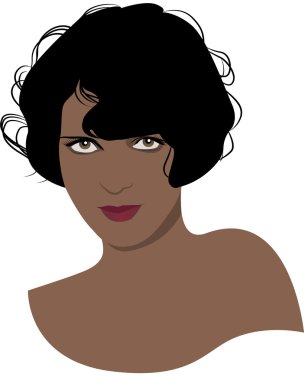 Kadın vintage portre avatar beyaz çizgiler