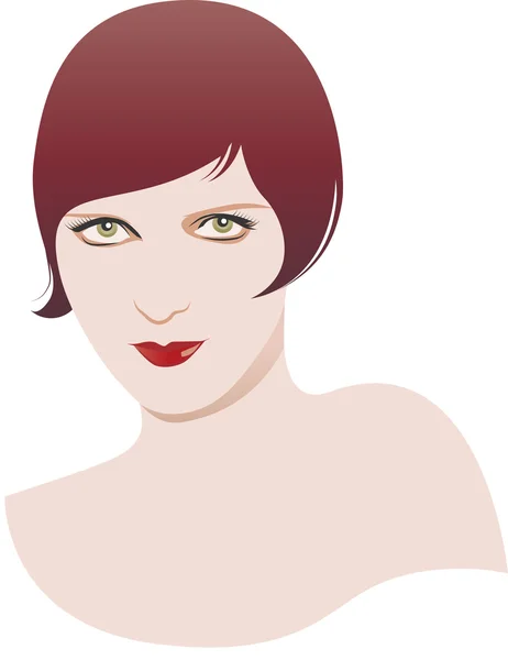 Kadın vintage portre avatar beyaz çizgiler — Stok Vektör