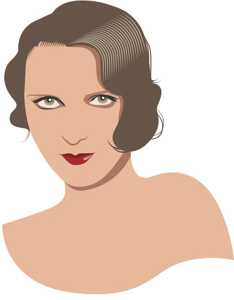 Vrouw vintage portret avatar witte lijnen — Stockvector