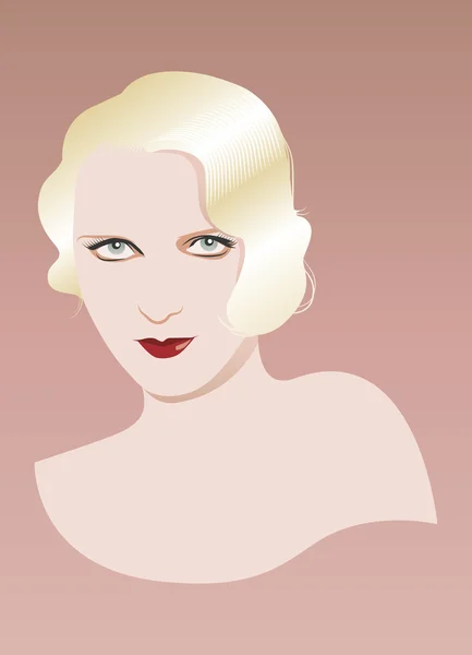 Vrouw vintage portret avatar witte lijnen — Stockvector