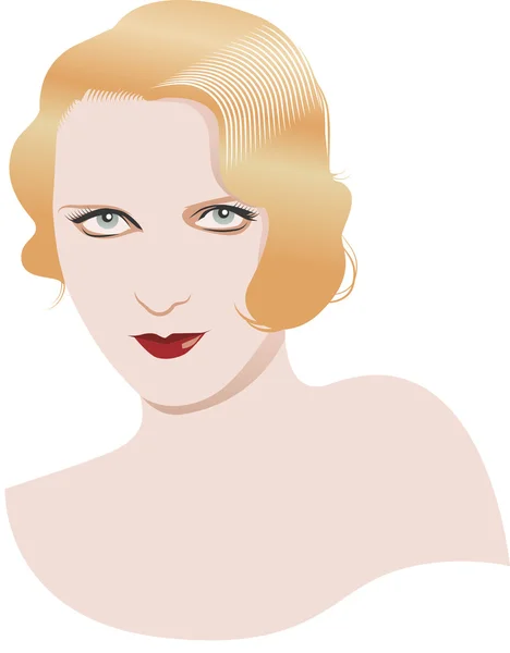 Woman vintage portrait avatar white lines — Stock Vector