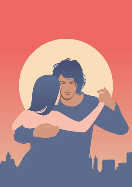 Bailarines de Tango teniendo una cita romántica — Vector de stock