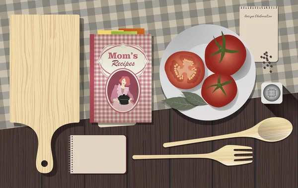 Marco de alimento en el fondo de madera — Vector de stock © S