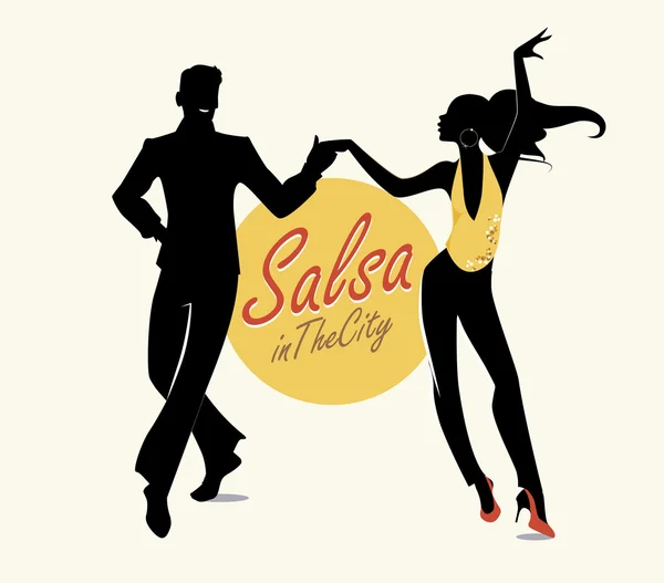 Salsa na cidade tropical BN — Vetor de Stock