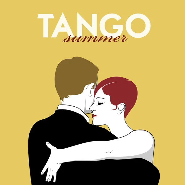 Pareja joven bailando tango — Vector de stock