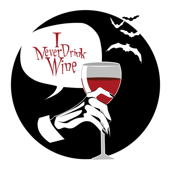 Vampirhand hält Glas Wein — Stockvektor