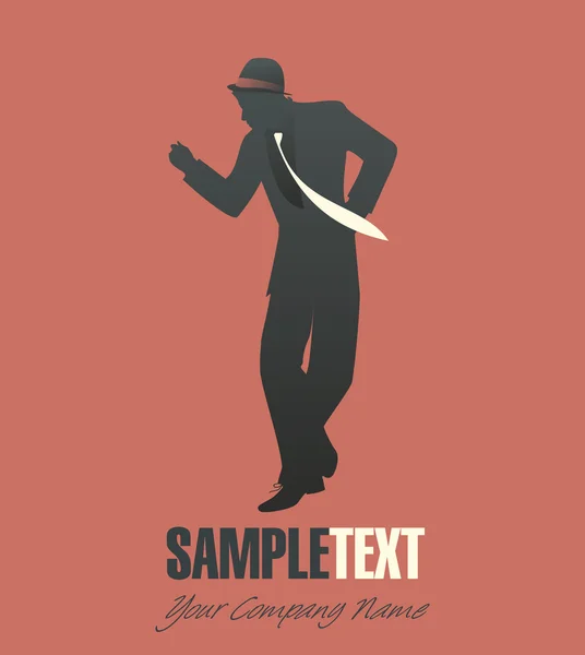 Elegante man silhouet jazz dansen — Stockvector