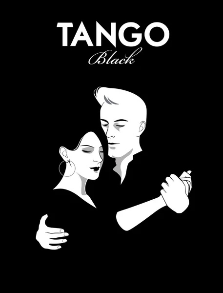 Tango Negro. Pareja bailando tango. Estilo cómico — Vector de stock