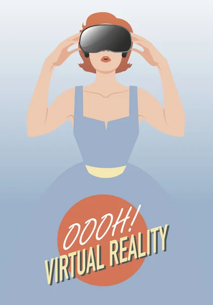 Žena nosí brýle virtuální reality — Stockový vektor