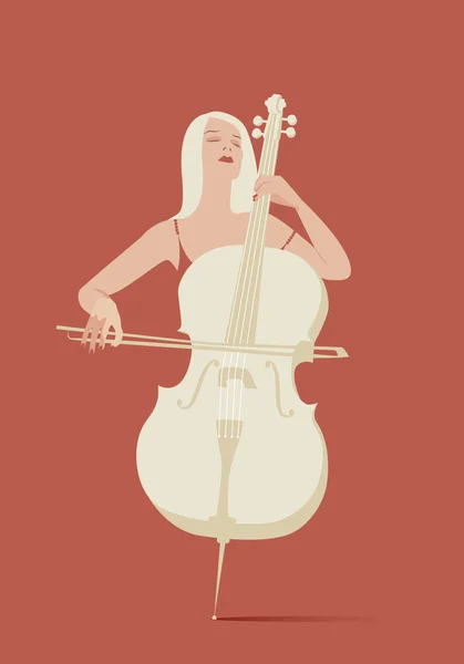 Kvinna spelar cello — Stock vektor