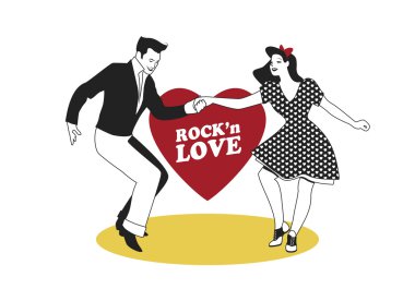 Young couple dancing rock'n roll clipart