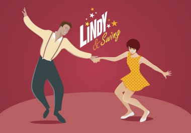 Young couple dancing swing or lindy hop clipart