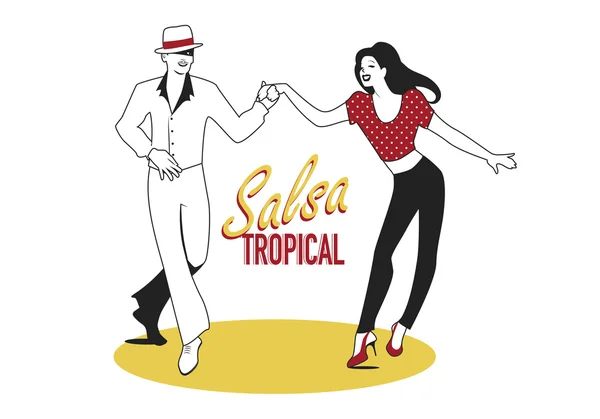 若いカップル ダンスのラテン音楽 — ストックベクタ