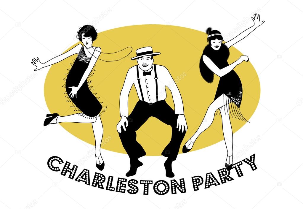 Image vectorielle Charleston Homme et drôles de filles