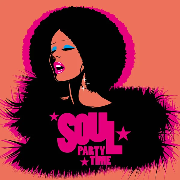 Soul Party Time Soul Funk Jazz Disco Music Poster Beautiful — Stock Vector